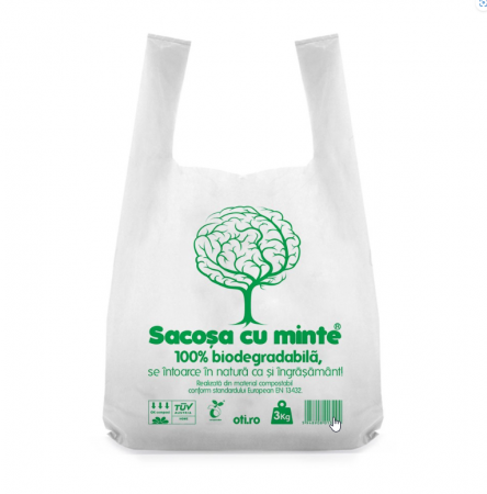 Folii si pungi alimentare - Pungi biodegradabile cf standard EN13432, Oti Green, 36x40cm, 3kg, 50 buc./set