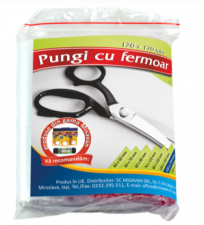 Folii si pungi alimentare - Pungi cu fermoar Misavan, 12*17cm, 100 buc/ set, 1406