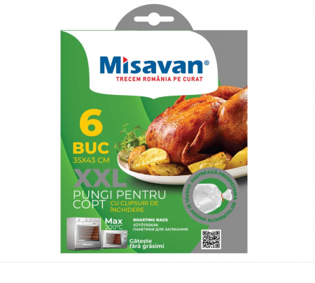 Folii si pungi alimentare - Pungi pentru copt Misavan, 6 buc, 35*43cm, 2502