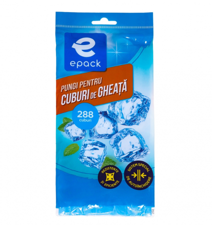 Folii si pungi alimentare - Pungi cuburi gheata in tipla, 12 pungi x 24 cuburi