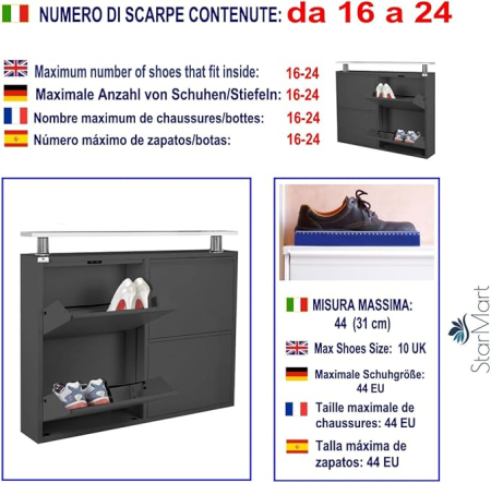 Pantofar Slim cu 4 Usi Orizontale si Polita [3]