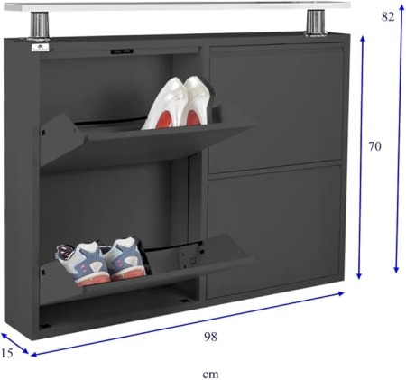 Lichidare Stoc - Pantofar Slim cu 4 Usi Orizontale si Polita
