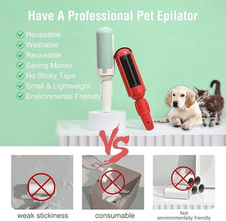 Set 2 role reutilizabile pentru scame si par de animale, perie pet hair remover pentru haine, covor si canapea [3]