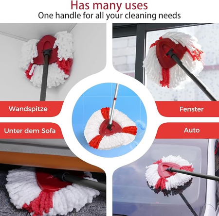 Set mop rotativ compatibil Vileda Turbo 2in1, 2 rezerve microfibra, coada, baza, Mikqky [1]