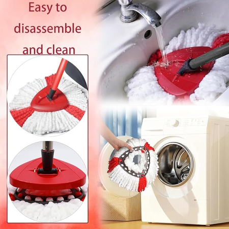 Set mop rotativ compatibil Vileda Turbo 2in1, 2 rezerve microfibra, coada, baza, Mikqky [3]