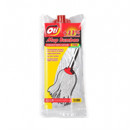 Rezerva pentru Mop din Bumbac OTI, Culoare Alb/Rosu, Greutate 100 g [2]