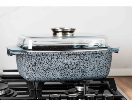 Oale si cratite - Roaster capac din sticla, 32x21x11cm, Interior din marmura, Temperatura de utilizare -20 pana la +220 ° C, 3 Straturi