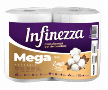 Consumabile de hartie - Prosop hartie monorola Infinezza Mega, 2 role/set, 2 straturi, 2*206 foi, 10238