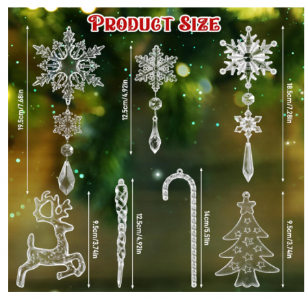 Set 36 fulgi de zăpadă decorativi reutilizabili – plastic alb, modele diferite, detașabili [1]