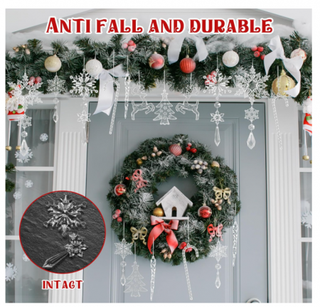 Set 36 fulgi de zăpadă decorativi reutilizabili – plastic alb, modele diferite, detașabili [4]