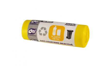 Saci Menajeri OTI pentru Colectare Selectiva, Plastic/Metal, Capacitate 120L, 70x110 cm, 10 Buc/Rola, Culoare Galbena, Articole Menaj [1]