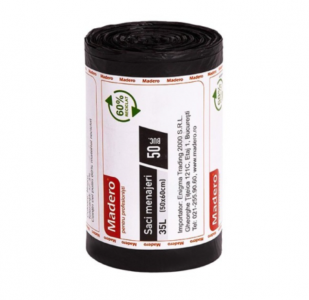 Saci menajeri 35L, Madero, negri (LDPE), 50 buc/rola [1]