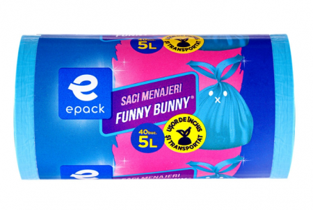 Curatenie - Saci Menajeri HDPE Albastri Epack Funny Bunny , 5L, 40 Buc