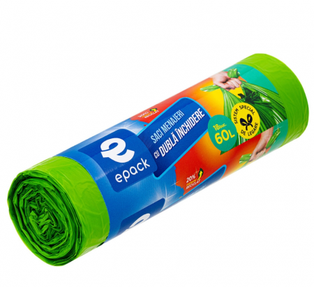 Saci Menajeri HDPE Cu Dubla Inchidere Albastru Epack, 60L, 18 Buc [1]