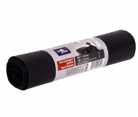 Saci menajeri Ropack, 240 l, 110 x 125 cm, 10 buc/rola, Negru [1]