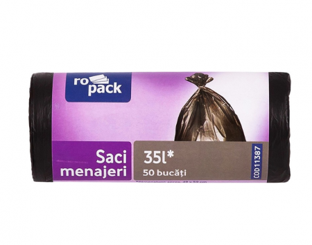 Saci Menajeri - Saci menajeri Ropack, 35 l, 50 buc/rola, Negru