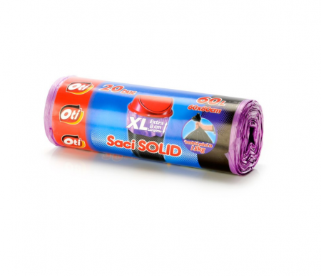 Saci SOLID, 60L XL, violet, 20 buc./rola