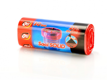 Curatenie - Saci SOLID, 20L, rosu, 30 buc/rola