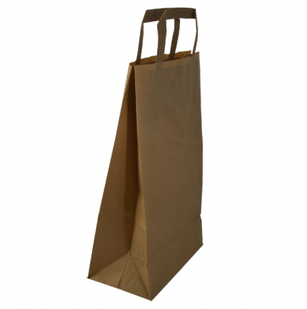 Folii si pungi alimentare - Sacosa hartie KN cu maner banda, 26x17x36cm, 50 buc./set