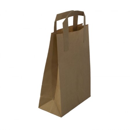 Folii si pungi alimentare - Sacosa hartie KN cu maner banda, 18x9x25cm, 50 buc./set