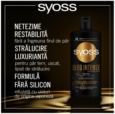 Sampon Syoss Oleo Intense, cu amestec de uleiuri japoneze pentru par tern si uscat, formula vegana, 440 ml [1]