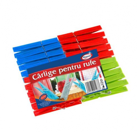 Accesorii uscatoare rufe - Set 20 bucati carlige mari de rufe, Misavan, plastic, multicolore -2700