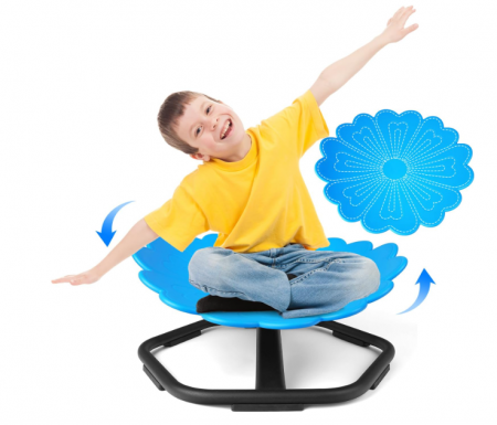 Scaun rotativ senzorial 360° giraroriu albastru– bază metalică antialunecare, șezut PP ergonomic, până la 100 kg, ideal pentru ADHD/autism - resigilat [0]