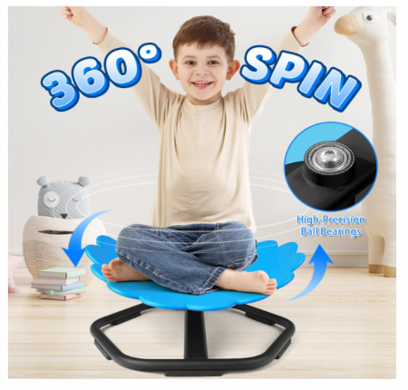 Scaun rotativ senzorial 360° giraroriu albastru– bază metalică antialunecare, șezut PP ergonomic, până la 100 kg, ideal pentru ADHD/autism - resigilat [2]
