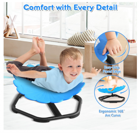 Scaun rotativ senzorial 360° giraroriu albastru– bază metalică antialunecare, șezut PP ergonomic, până la 100 kg, ideal pentru ADHD/autism - resigilat [4]