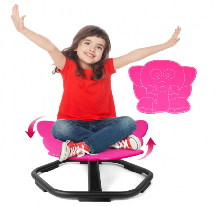 Scaun rotativ Elephant 360° roz – suport până la 100 kg, scaun PP ergonomic, anti‑alunecare – pentru copii (ajută și la rău de mișcare) - resigilat [0]