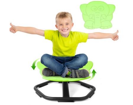 Scaun rotativ Elephant 360° verde – suport până la 100 kg, scaun PP ergonomic, anti‑alunecare – pentru copii (ajută și la rău de mișcare) - resigilat [0]