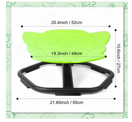 Scaun rotativ Elephant 360° verde – suport până la 100 kg, scaun PP ergonomic, anti‑alunecare – pentru copii (ajută și la rău de mișcare) - resigilat [1]