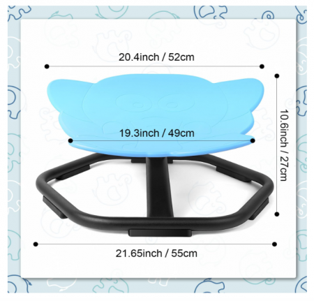 Scaun rotativ albastru Elephant 360° – bază metalică antialunecare, PP gros 10 mm, suport 100 kg, ideal pentru echilibru senzorial - resigilat [1]