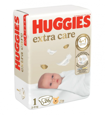 Scutece si chilotei - Scutece Huggies Extra Care Convi marimea 1, 2-5 kg, 26 buc