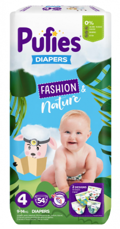 Scutece si chilotei - Scutece Pufies Fashion & Nature, Maxi Pack, 4 Maxi, 9-14 kg, 54 buc
