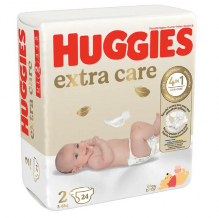 Scutece si chilotei - Huggies Scutece Huggies, Extra Care Convi, Nr 2, 3-6 kg, 24 buc