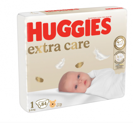 Scutece si chilotei - Scutece Extra Care Nr.1, 2-5 kg, 84 bucati, Huggies