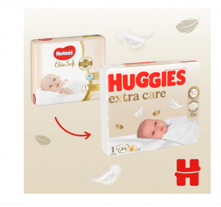 Scutece Extra Care Nr.1, 2-5 kg, 84 bucati, Huggies [2]