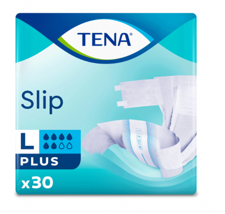 Produse incontinenta - Scutece pentru incontinenta adulti, Tena Slip Plus, marime L, 30 bucati