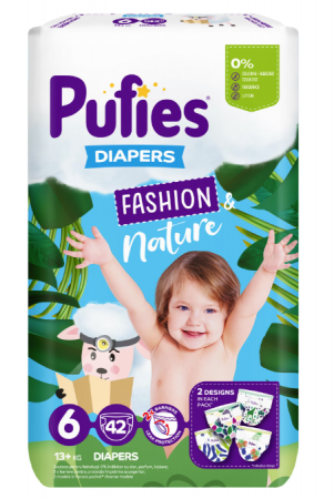 Scutece Pufies Fashion & Nature , Maxi Pack, 6 Extra Large, 13+ kg, 42 buc [0]