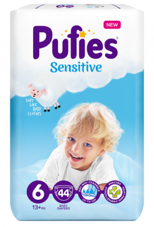Scutece Pufies Sensitive, 6 Extra Large, Maxi Pack, 13+ kg, 44 buc [0]