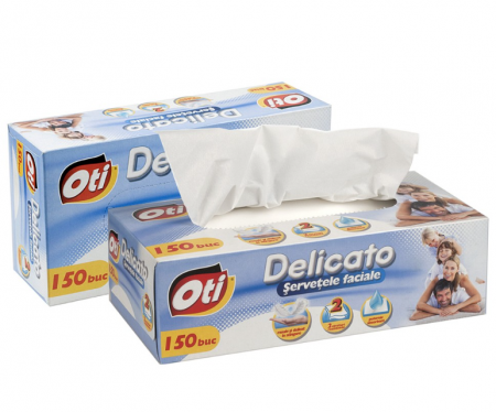 Consumabile de hartie - Servetele faciale OTI Delicato, 2 straturi, 150 buc./cutie