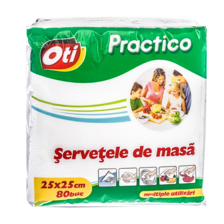 Consumabile de hartie - Servetele de masa OTI Practico, 25x25 cm, 80 buc./pachet