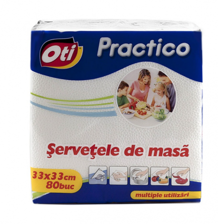 Consumabile de hartie - Servetele de masa OTI Practico, 33x33 cm, 80 buc./pachet