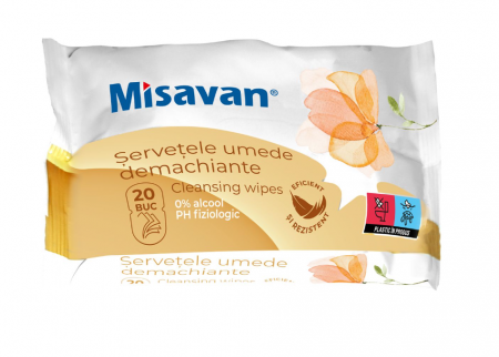 Servetele si dischete demachiante - Servetele umede demachiante Misavan, 20 buc