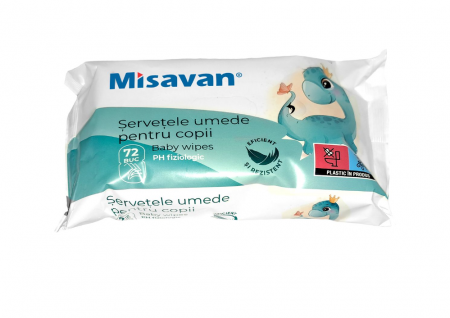 Ingrijire Personala si Cosmetice - Servetele umede bebelusi, Misavan, 72 buc