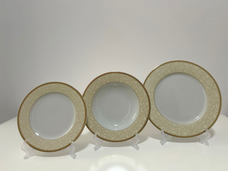 Serviciu de Masa pentru 12 Persoane, 44 piese rotund, Apulum, banda frunza auriu [6]