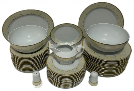 Serviciu de Masa pentru 12 Persoane, 44 piese rotund, Apulum, crengute margine aurie [2]