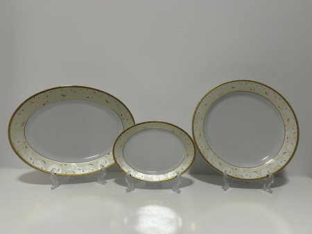 Serviciu de Masa pentru 12 Persoane, 44 piese rotund, Apulum, crengute margine aurie [7]