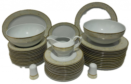 Serviciu de Masa pentru 12 Persoane, 44 piese rotund, Apulum, crengute margine aurie [1]